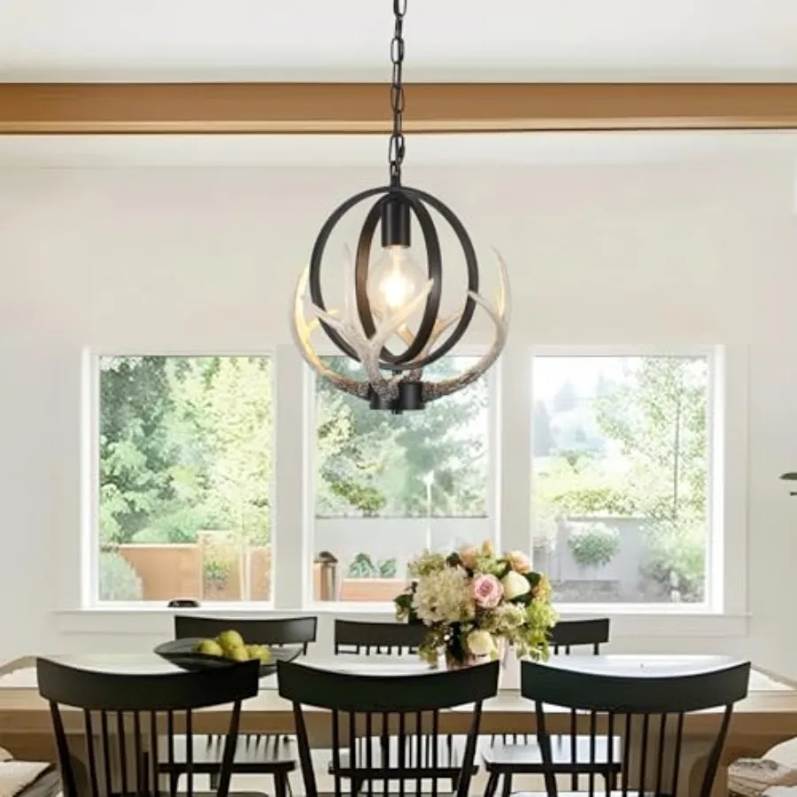 Antler Chandelier 1 Lights Farmhouse Rustic Chandelier with 4 Resin Deer and Metal Globe Chandeliers Vintage Pendant Light Fixt
Antler Chandelier 1 Lights Farmhouse Rustic Chandelier with 4 Resin Deer and Metal Globe Chandeliers Vintage Pendant Light Fixt