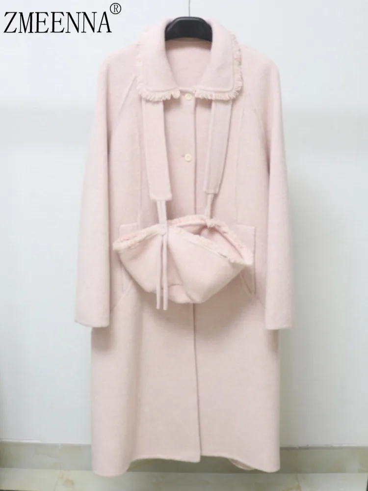 ZMEENNA женское элегантное розовое шерстяное пальто с бахромой и воротником на одной пуговице, свободная верхняя одежда, стильная мода ZM4169
ZMEENNA женское элегантное розовое шерстяное пальто с бахромой и воротником на одной пуговице, свободная верхняя одежда, стильная мода ZM4169