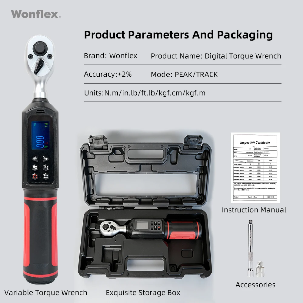 Adjustable Digital Torque Wrench 0.15-100 N.m 2% Electronic Torque Tool LCD Display Bidirectional Ratchet Heavy Duty
Adjustable Digital Torque Wrench 0.15-100 N.m 2% Electronic Torque Tool LCD Display Bidirectional Ratchet Heavy Duty