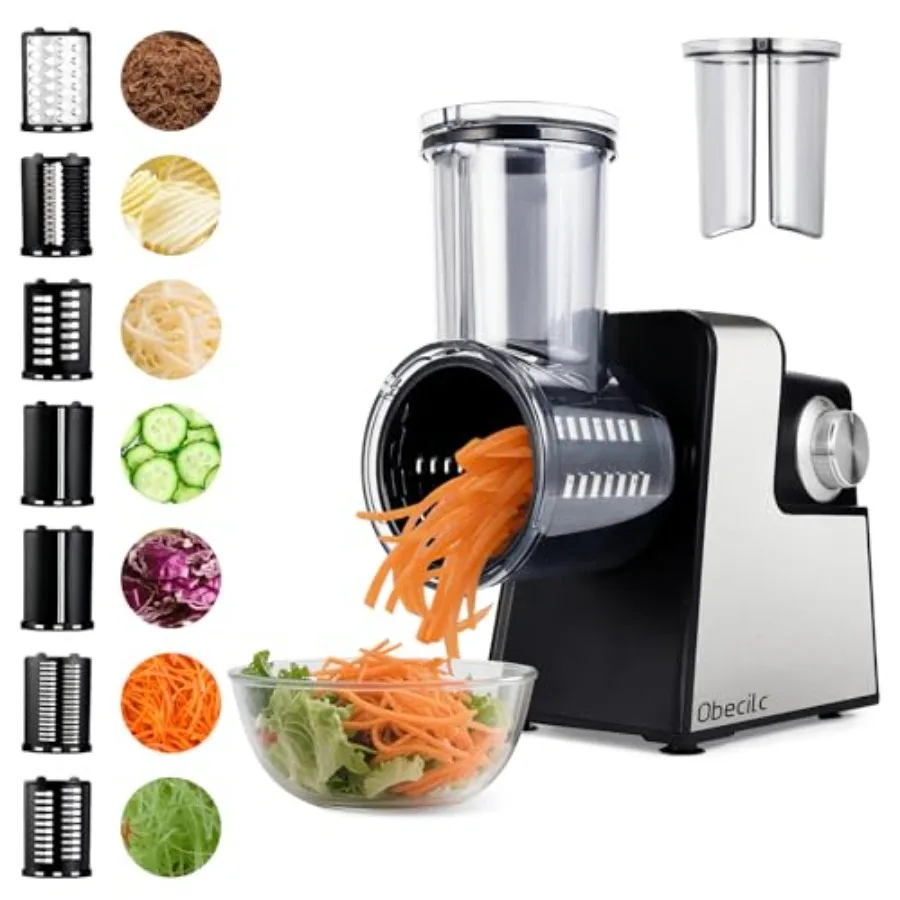 Upgraded 300W Electric Cheese Grater with 7 Stainless Steel Blades Cheese Shredder Electric for Slicing Shredding and Grinding
Upgraded 300W Electric Cheese Grater with 7 Stainless Steel Blades Cheese Shredder Electric for Slicing Shredding and Grinding