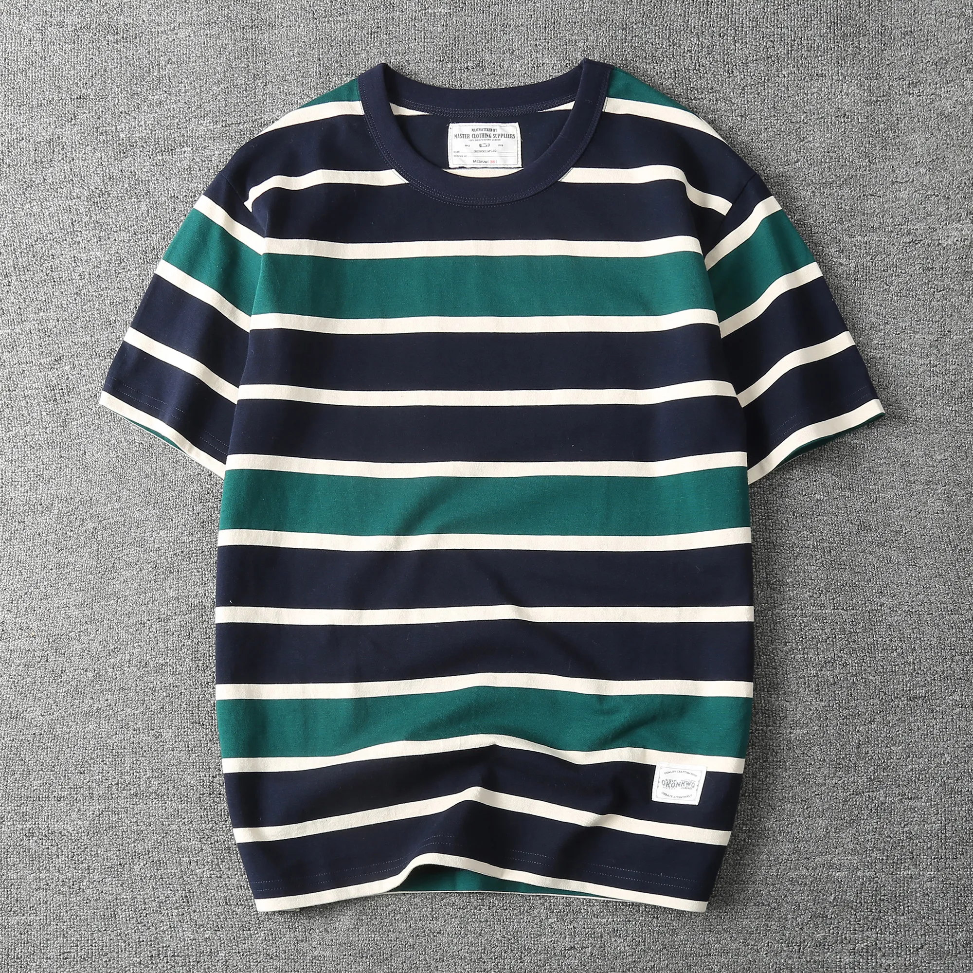 2026 Summer New American Heavyweight Short-sleeved O-neck Wide Striped T-shirt Men's Fashion Simple 100%Cotton Casual Sport Tops
2026 Summer New American Heavyweight Short-sleeved O-neck Wide Striped T-shirt Men's Fashion Simple 100%Cotton Casual Sport Tops
