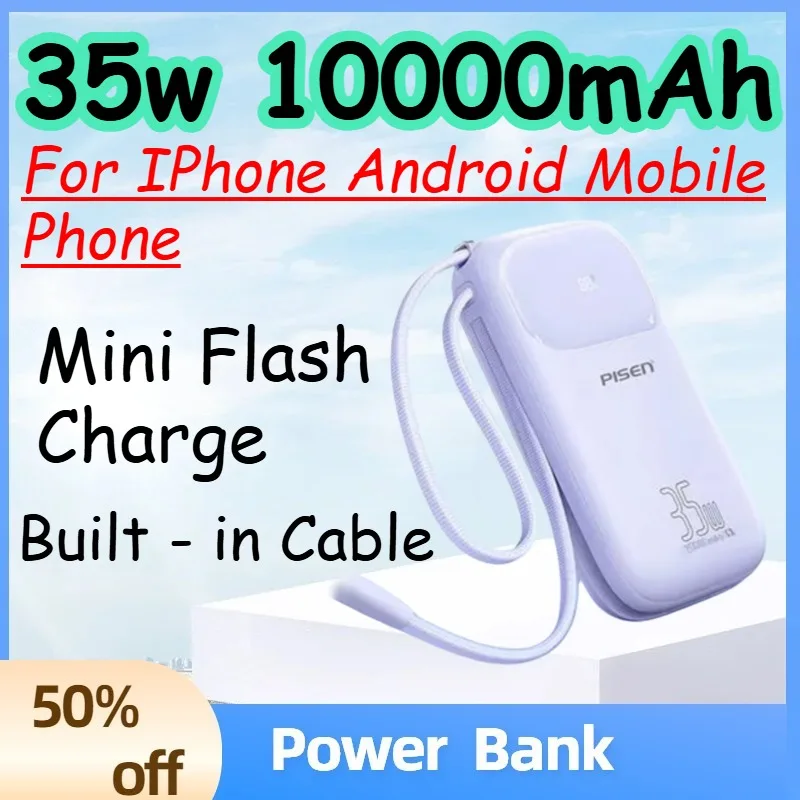 35w 10000mAh Power Bank with Built - in Cable for IPhone Android Mobile Phone Mini Flash Charge PowerBank
35w 10000mAh Power Bank with Built - in Cable for IPhone Android Mobile Phone Mini Flash Charge PowerBank