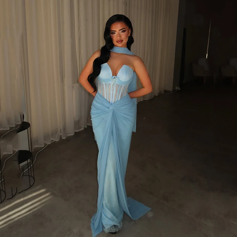 Thinyfull Sexy Mermaid Prom Evening Dresses Sweetheart Scarf Lace Long Party Dress Women Chiffon Cocktail Prom Gowns Customized
Thinyfull Sexy Mermaid Prom Evening Dresses Sweetheart Scarf Lace Long Party Dress Women Chiffon Cocktail Prom Gowns Customized