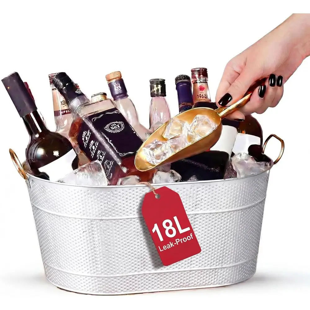 5 Gallon Stainless Steel Beverage Tub with Gold Handles & Shovel - Holds 30 Bottles, Keeps Beverages Cold for Hours, Ideal for W
5 Gallon Stainless Steel Beverage Tub with Gold Handles & Shovel - Holds 30 Bottles, Keeps Beverages Cold for Hours, Ideal for W