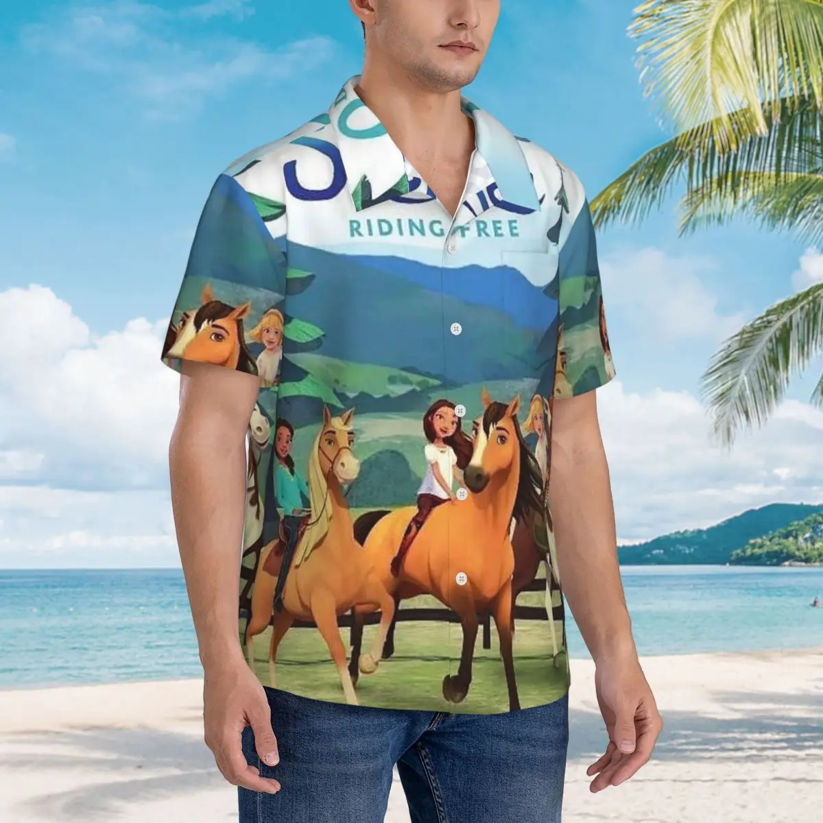Spirit Riding Free Hawaiian Shirts Fashion Men Short Sleeve Shirt for Summer Beach Men's Lapel Tops
Spirit Riding Free Hawaiian Shirts Fashion Men Short Sleeve Shirt for Summer Beach Men's Lapel Tops