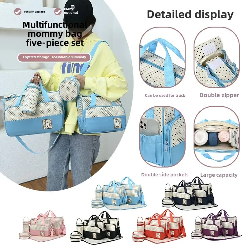 5-piece Stylish Portable Mother and Baby Bag with Large Capacity Built-in Diaper Pad Independent Bottle Compartment Mother Bag
5-piece Stylish Portable Mother and Baby Bag with Large Capacity Built-in Diaper Pad Independent Bottle Compartment Mother Bag