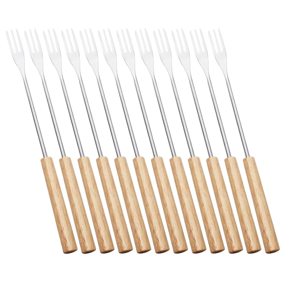 12Pcs Dipping Forks Stainless Steel Tips Wooden Handle Fondue Skewers for Home Restaurant Outdoor Fondue Fun Fruit Forks
12Pcs Dipping Forks Stainless Steel Tips Wooden Handle Fondue Skewers for Home Restaurant Outdoor Fondue Fun Fruit Forks
