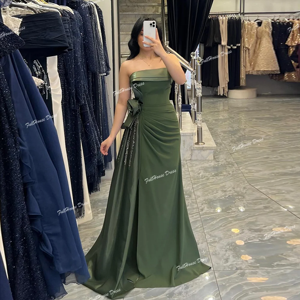 Custom Made Classic Boat Collar Pleated Evening Dress Flowers Backless Floor Length Beaded Saudi Dress with Sweep Court vestidos
Custom Made Classic Boat Collar Pleated Evening Dress Flowers Backless Floor Length Beaded Saudi Dress with Sweep Court vestidos