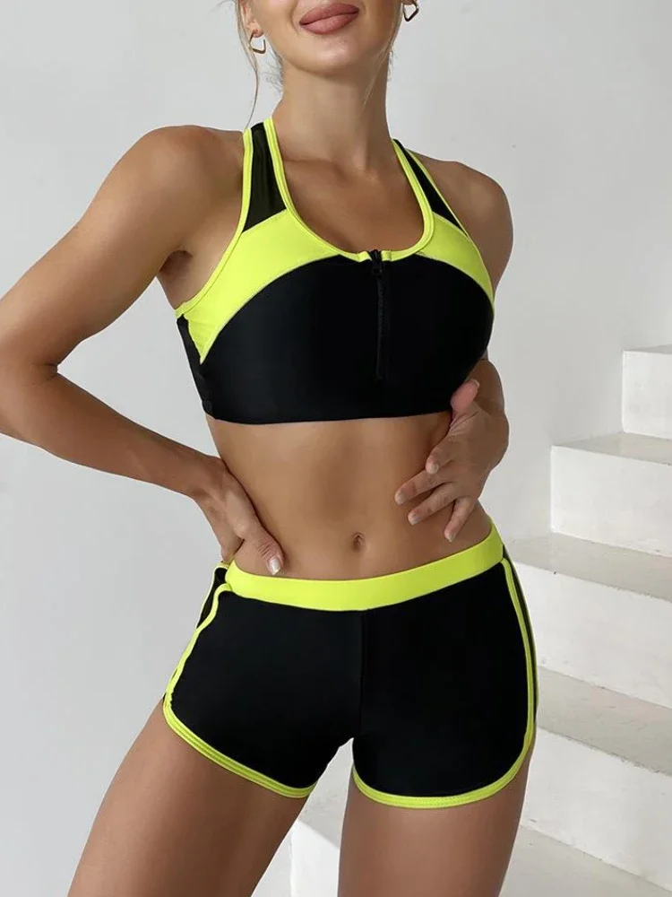 Zipper Swimwear Female Two Pieces Tankini Bodysuit 2023 New Sport Sets Shorts Racerback Swimsuit Women Beach Wear Swimming Suits
Zipper Swimwear Female Two Pieces Tankini Bodysuit 2023 New Sport Sets Shorts Racerback Swimsuit Women Beach Wear Swimming Suits