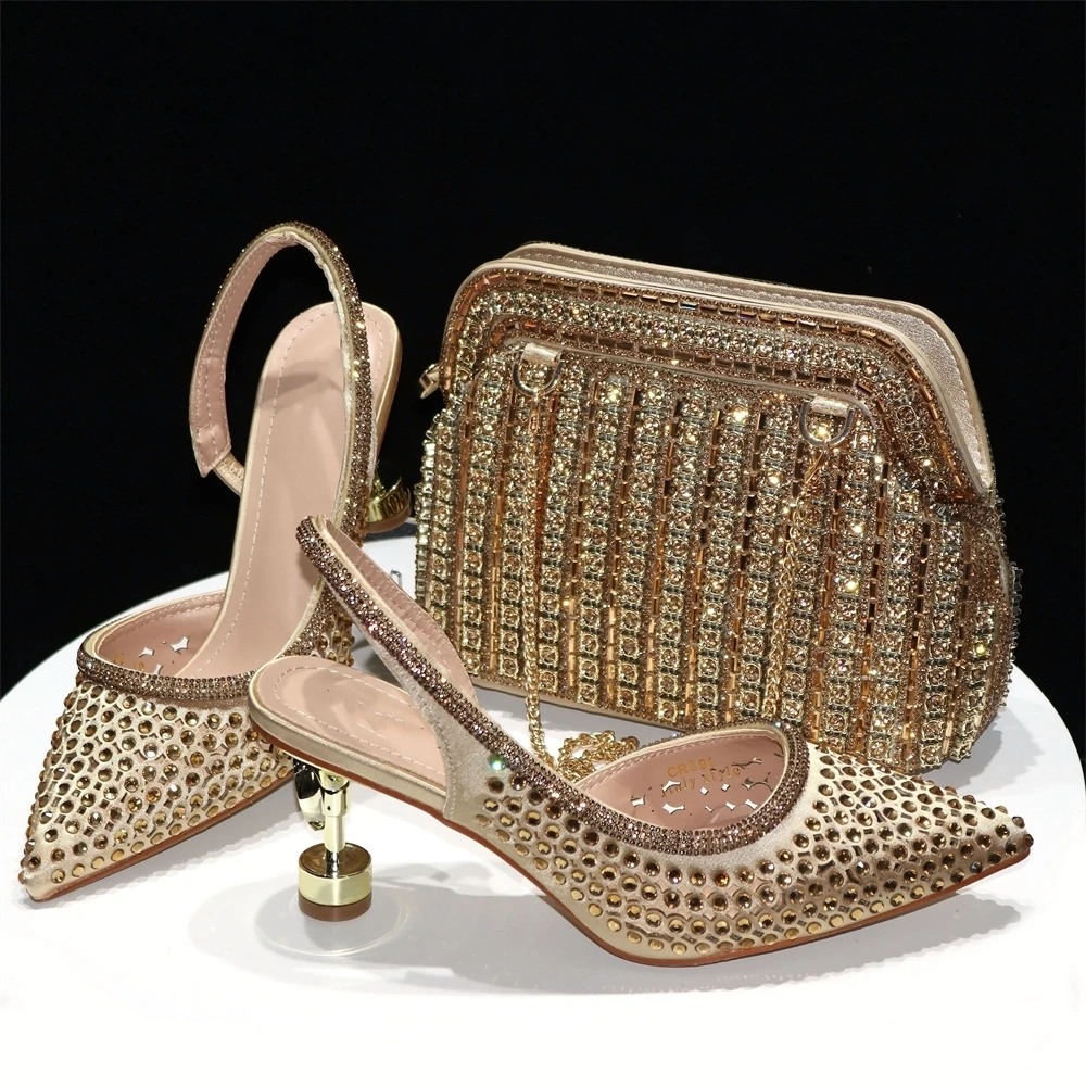 Gold Stone Shoes And Bag Set For Women African Ladies Pumps Match With Purse Handbag Luxury Sandals Clutch Escarpins Femme CR391
Gold Stone Shoes And Bag Set For Women African Ladies Pumps Match With Purse Handbag Luxury Sandals Clutch Escarpins Femme CR391