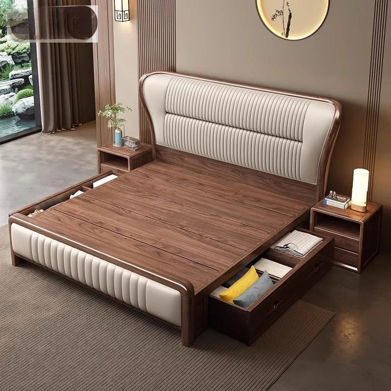 Queen bed leather double storage soft villa bed gold silk sandalwood bed modern simple
Queen bed leather double storage soft villa bed gold silk sandalwood bed modern simple