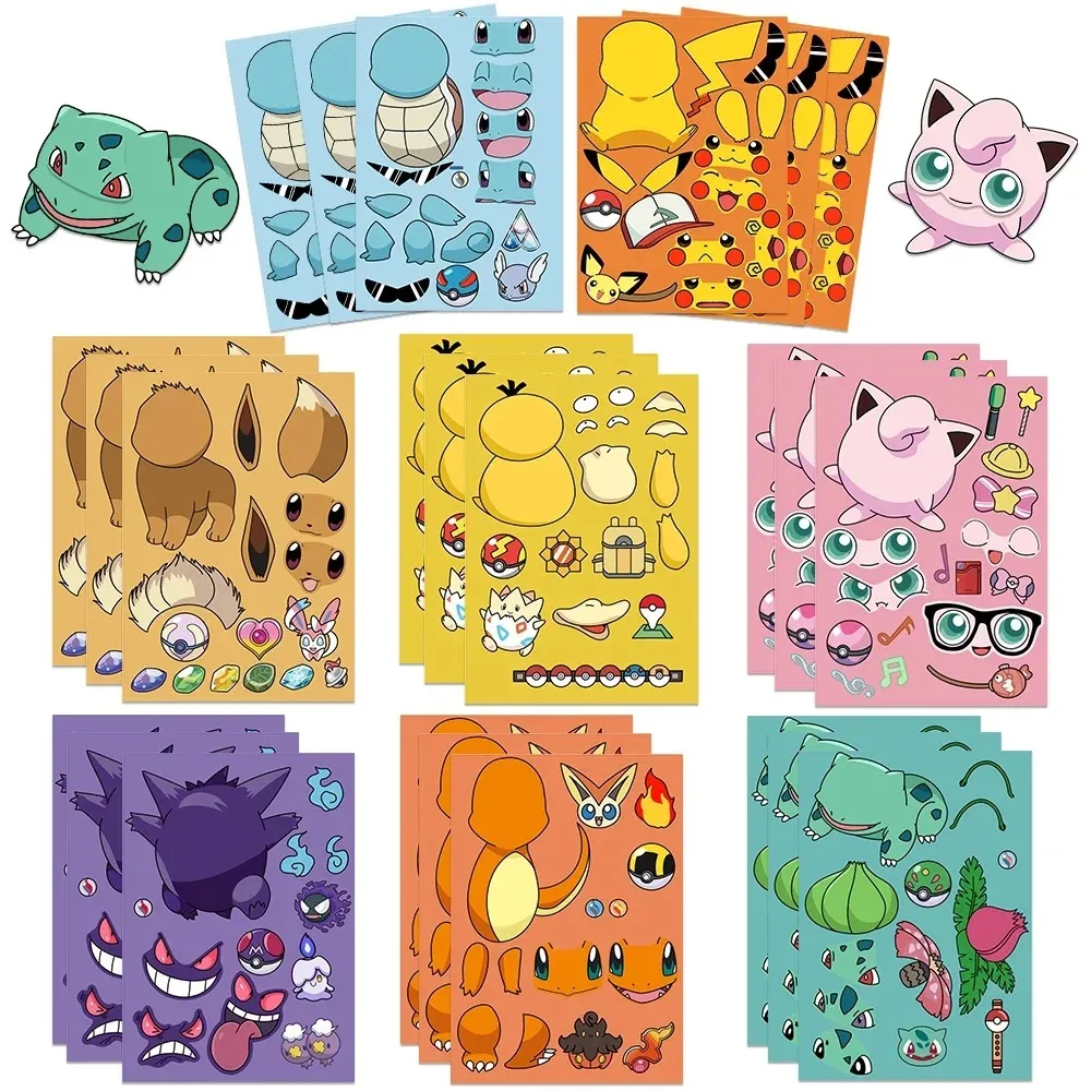 8 Sheets Pokemon DIY Puzzle Sticker Birthday Decoration Pikachu Make A Face Stickers Pokemon Sticker Kids Toys Boys Gifts Party
8 Sheets Pokemon DIY Puzzle Sticker Birthday Decoration Pikachu Make A Face Stickers Pokemon Sticker Kids Toys Boys Gifts Party