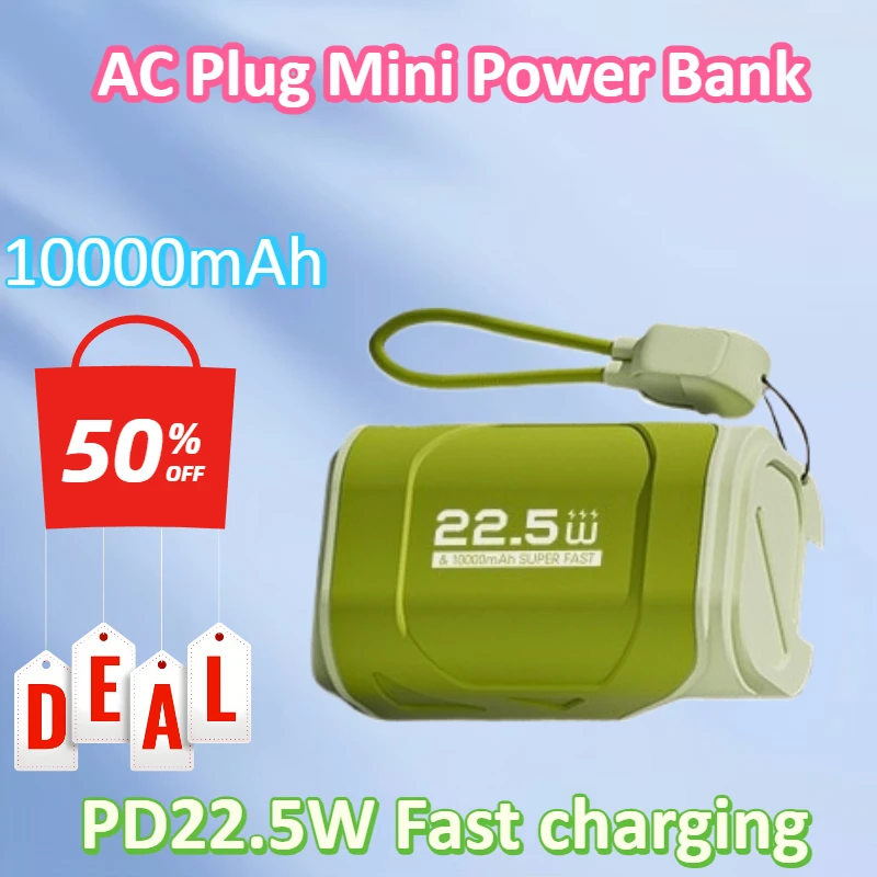 10000mAh New AC Plug Mini Power Bank Portable with Its Own Cable 22.5W Compact and portable Creative Mobile power Supply
10000mAh New AC Plug Mini Power Bank Portable with Its Own Cable 22.5W Compact and portable Creative Mobile power Supply