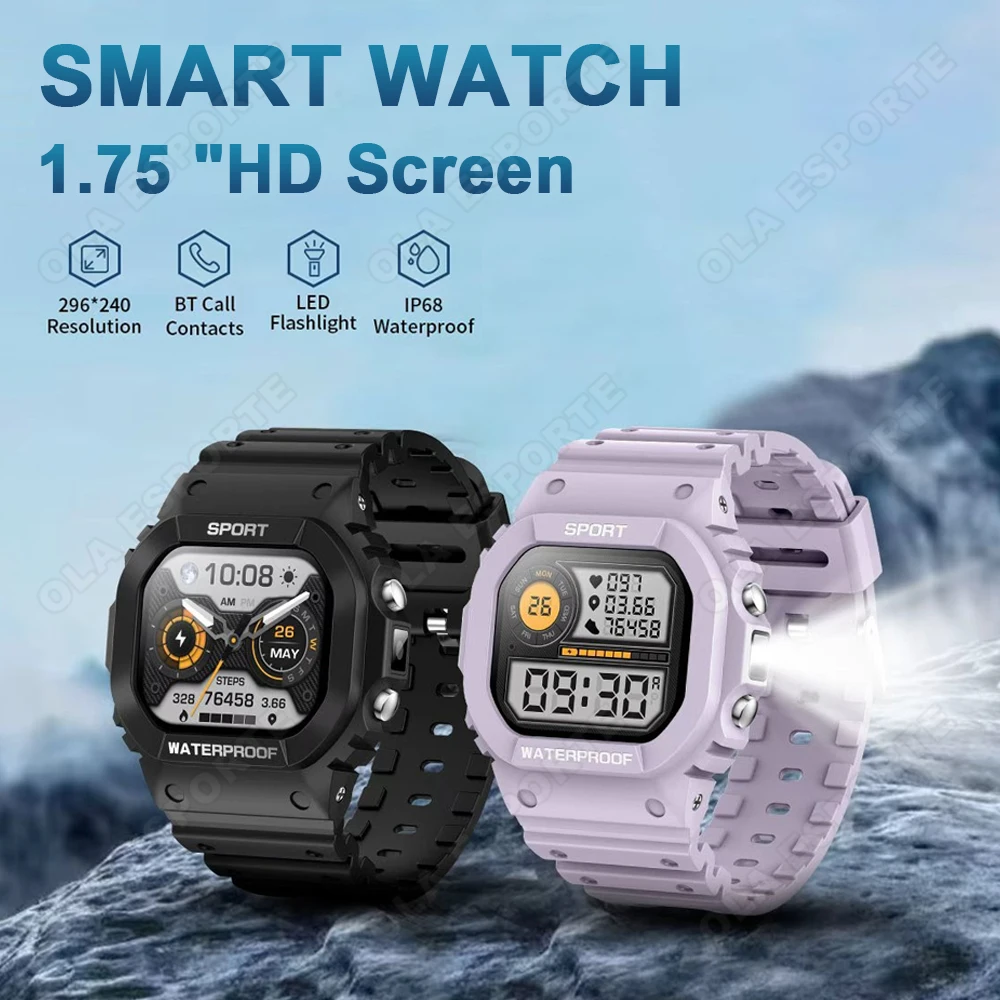 Men Women Smart Watch Waterproof 1.75"HD Screen Bluetooth Call LED Flashlight Compass Pedometer Sports Watches Health Monitoring
Men Women Smart Watch Waterproof 1.75"HD Screen Bluetooth Call LED Flashlight Compass Pedometer Sports Watches Health Monitoring