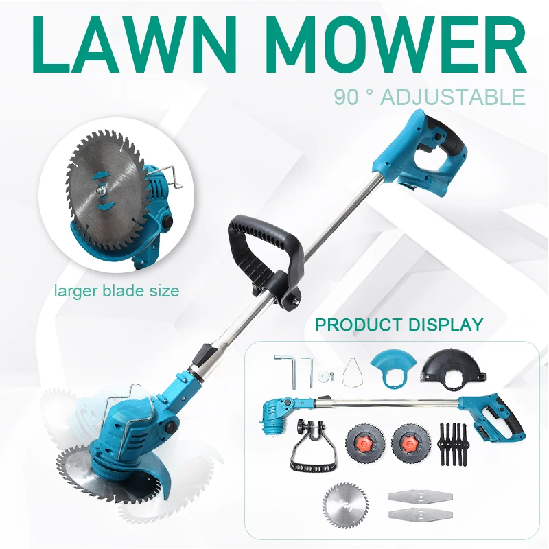 21V Cordless Grass Trimmer New 1800RPM Electric Lawn Mower Adjustable Cutter Household Garden Power Tools For Makita 18V Battery
21V Cordless Grass Trimmer New 1800RPM Electric Lawn Mower Adjustable Cutter Household Garden Power Tools For Makita 18V Battery