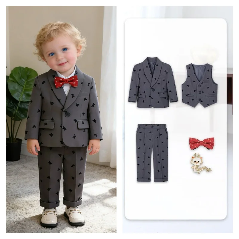 Little Boys Butterfly Jacket Vest Pants Bowtie Birthday Suit Kids Handsome Evening Party Dress Children Wedding Performance Wear
Little Boys Butterfly Jacket Vest Pants Bowtie Birthday Suit Kids Handsome Evening Party Dress Children Wedding Performance Wear