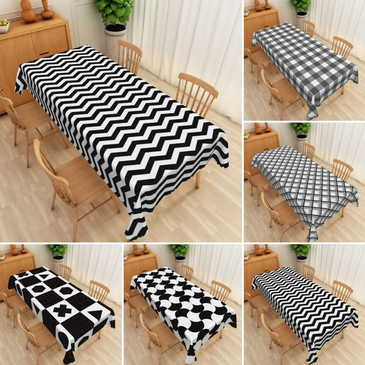 Black White Geometric Tablecloth Waterproof Polyester 2D Flat Printed Chevron Table Cover For Modern Home Kitchen Dining Decor
Black White Geometric Tablecloth Waterproof Polyester 2D Flat Printed Chevron Table Cover For Modern Home Kitchen Dining Decor