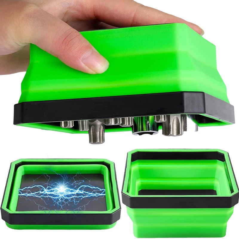 Square Silicone Magnetic Tools Tray for Screw Bolt Nut Washers Hardware Metal Parts Trays Magnetic Storage Box Foldable Bowls
Square Silicone Magnetic Tools Tray for Screw Bolt Nut Washers Hardware Metal Parts Trays Magnetic Storage Box Foldable Bowls