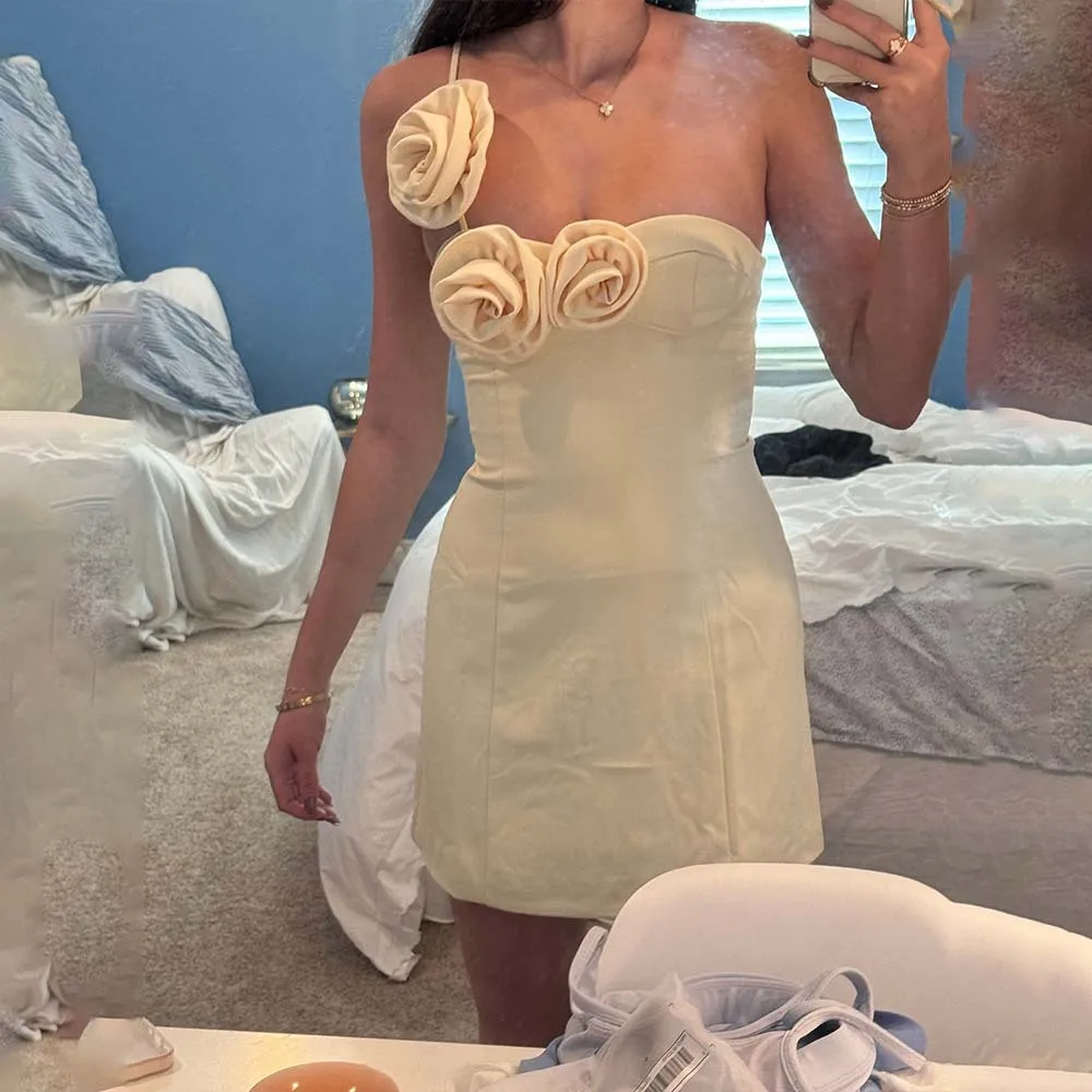 Gtpdpllt 3D Flower-appliques One Shoulder Backless Mini Dress Summer Solid Party Dresses Elegant Wedding Guest Outfits
Gtpdpllt 3D Flower-appliques One Shoulder Backless Mini Dress Summer Solid Party Dresses Elegant Wedding Guest Outfits