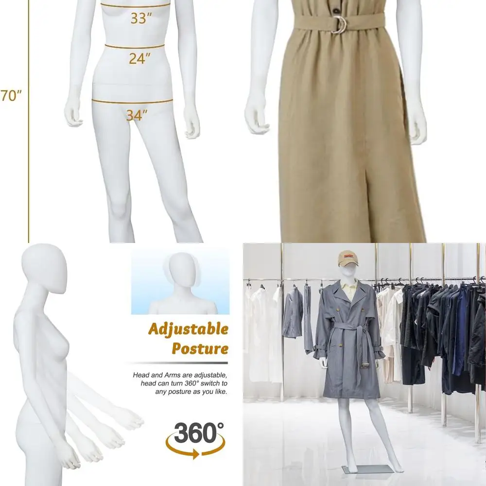 70 Adjustable Female Mannequin for Realistic Display, Sewing, and Fashion Boutique
70 Adjustable Female Mannequin for Realistic Display, Sewing, and Fashion Boutique