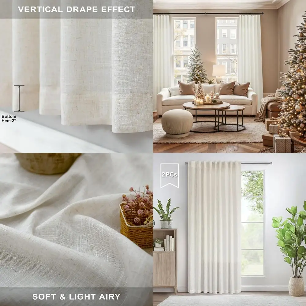 Natural Linen Semi-Sheer 72 x 84 Curtains with Pole Pockets for Living Room and Bedroom
Natural Linen Semi-Sheer 72 x 84 Curtains with Pole Pockets for Living Room and Bedroom