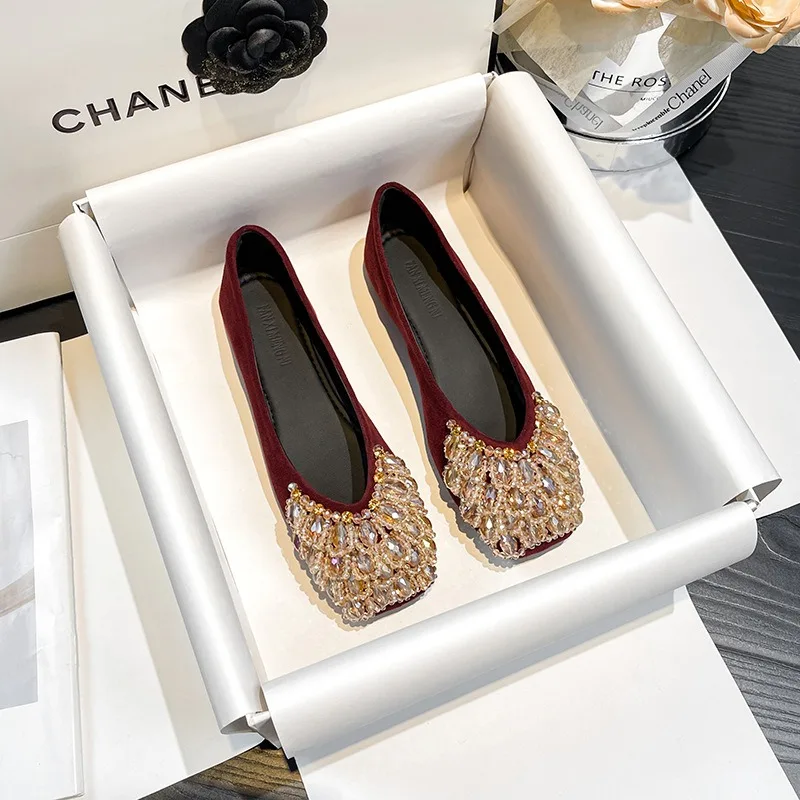Spring Women's Shoes Luxury Square Toe Rhinestone Single Shoes Designer Shoes for Women Ballet Flats Fashion Casual Shoe Zapatos
Spring Women's Shoes Luxury Square Toe Rhinestone Single Shoes Designer Shoes for Women Ballet Flats Fashion Casual Shoe Zapatos