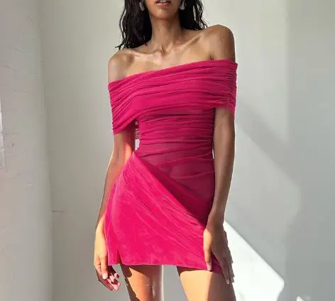2025 Summer New Fashion Woman Sexy Skinny Dresses Sexy Dress Woman One Shoulder Mesh Splicing Hollow Waist Exposed Pleated Dress
2025 Summer New Fashion Woman Sexy Skinny Dresses Sexy Dress Woman One Shoulder Mesh Splicing Hollow Waist Exposed Pleated Dress