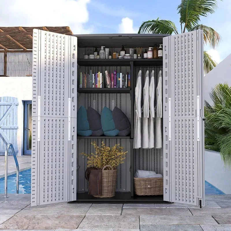 Outdoor storage cabinet, large capacity sunscreen and waterproof, household plastic.
Outdoor storage cabinet, large capacity sunscreen and waterproof, household plastic.