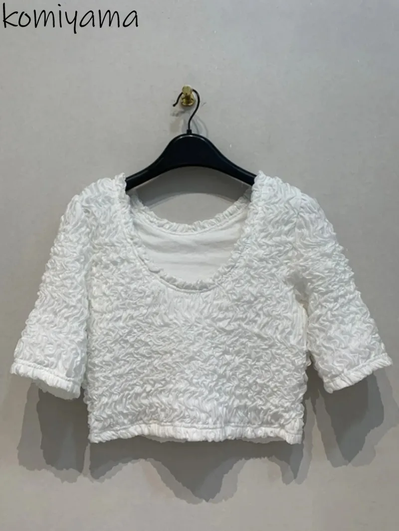 Женская рубашка с коротким рукавом и круглым вырезом, с открытой спиной
Женская рубашка с коротким рукавом и круглым вырезом, с открытой спиной