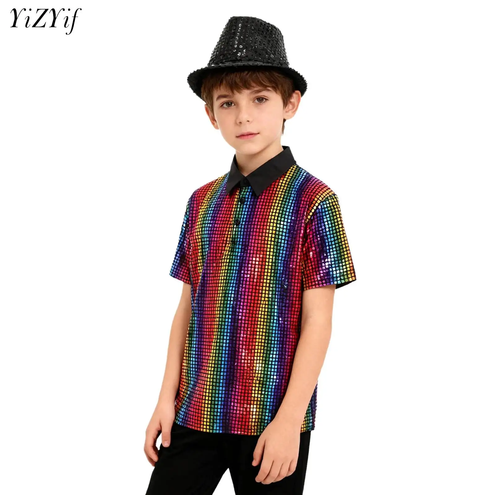 Одежда для уличных танцев в стиле диско-джаз 70-х годов для мальчиков и девочек, карнавальный костюм хиппи на Хэллоуин, блестящая футболка/платье с шляпой Fedora с блестками
Одежда для уличных танцев в стиле диско-джаз 70-х годов для мальчиков и девочек, карнавальный костюм хиппи на Хэллоуин, блестящая футболка/платье с шляпой Fedora с блестками