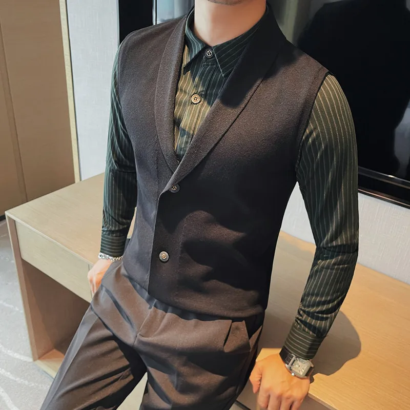 Autumn Winter Thickened Fake Two-piece Vest Sweater Men Business Striped Shirt Collar Jacquard Knit Sweater Casual Men Clothing
Autumn Winter Thickened Fake Two-piece Vest Sweater Men Business Striped Shirt Collar Jacquard Knit Sweater Casual Men Clothing