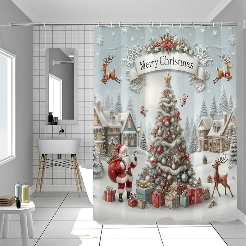 Christmas Shower Curtain Polyester Fabric Santa Claus Decorative Bath Curtain Machine Washable Christmas Holiday Bathroom Decor
Christmas Shower Curtain Polyester Fabric Santa Claus Decorative Bath Curtain Machine Washable Christmas Holiday Bathroom Decor