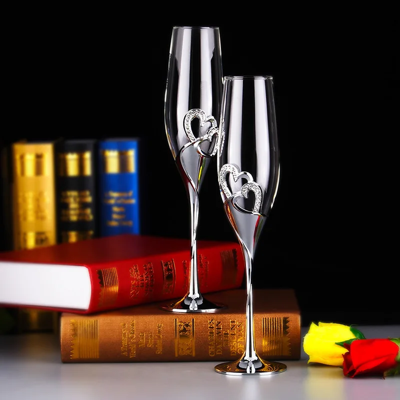 Crystal diamond heart-shaped Champagne Cup Set bubble goblet Glass Wedding Gift pair wine glasses
Crystal diamond heart-shaped Champagne Cup Set bubble goblet Glass Wedding Gift pair wine glasses