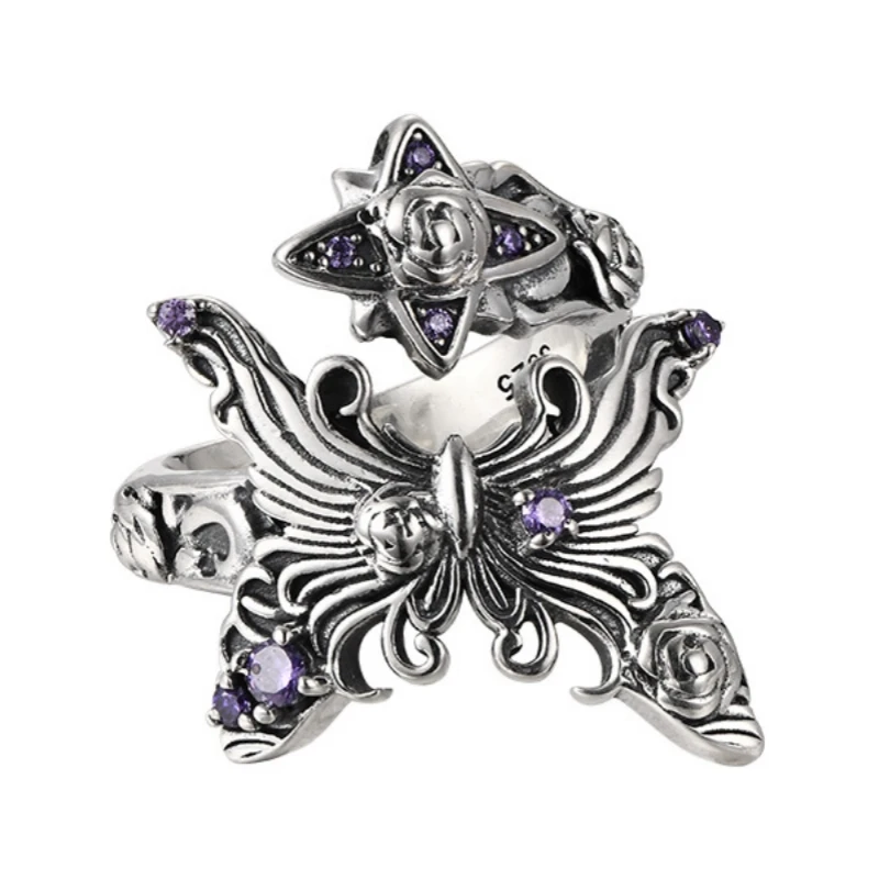 S925 Sterling Silver Rings for Women New Fashion Ancient Hollow Butterfly Inlaid Zircon Adjustable Punk Jewelry Wholesale
S925 Sterling Silver Rings for Women New Fashion Ancient Hollow Butterfly Inlaid Zircon Adjustable Punk Jewelry Wholesale