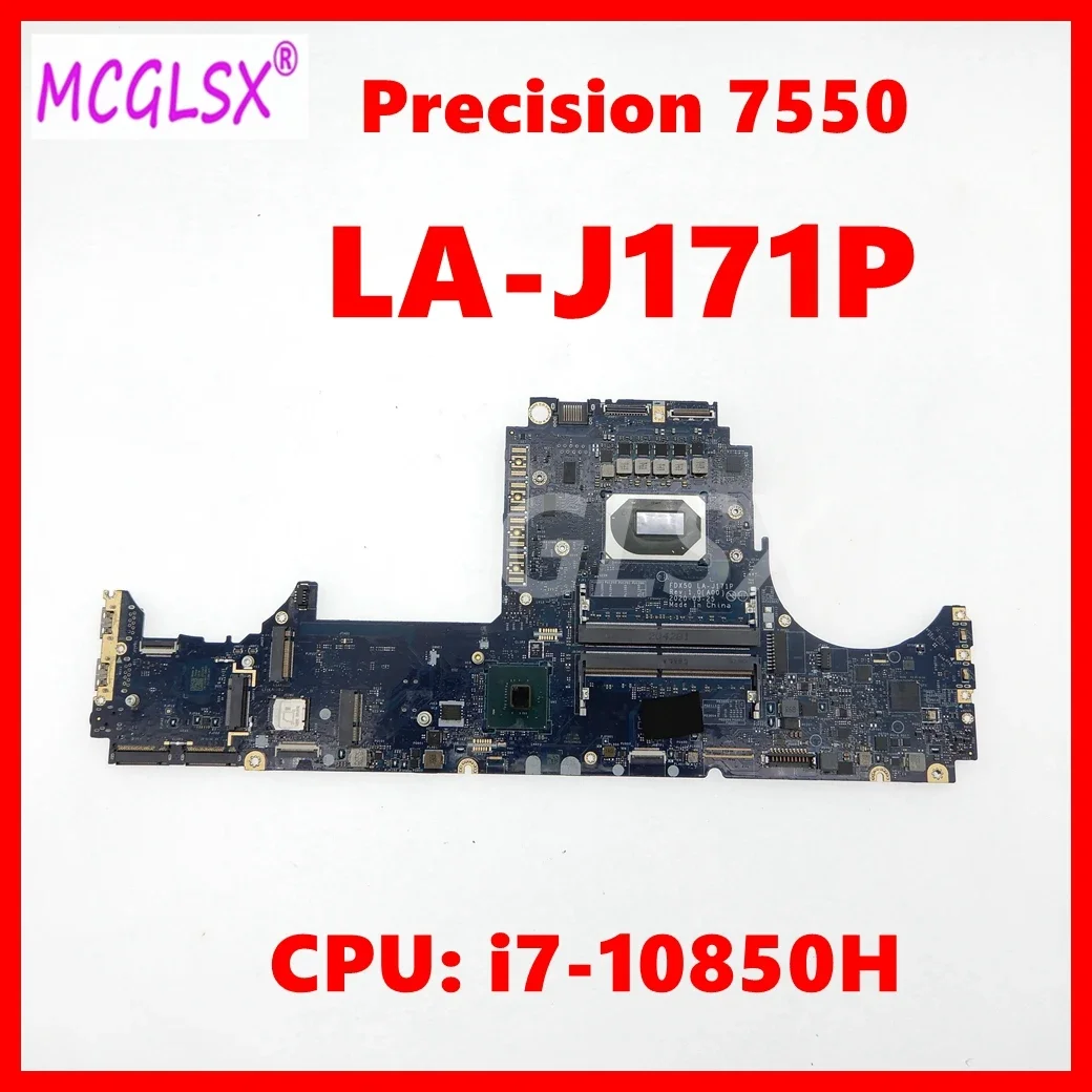 LA-J171P Notebook Mainboard For Dell Precision 7550 Laptop Motherboard CN-090NVT With i5-10400H i7-10850H CPU 100% Tested OK
LA-J171P Notebook Mainboard For Dell Precision 7550 Laptop Motherboard CN-090NVT With i5-10400H i7-10850H CPU 100% Tested OK