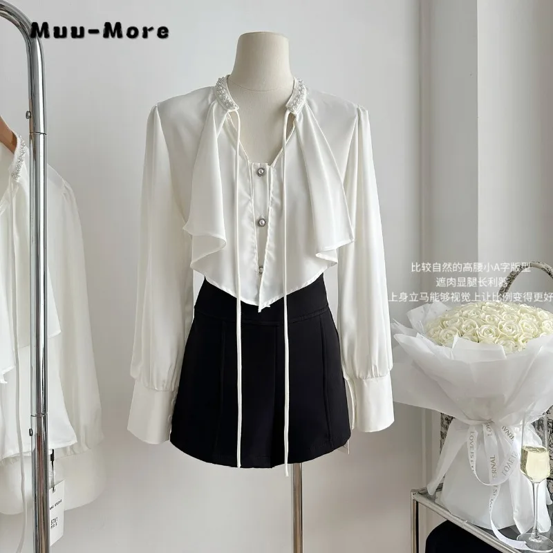 French Style Elegant V-neck Solid Color Luxury Lace-up Blouses 2023 Autumn Women Office Lady Long Sleeve Soft Shirts Top
French Style Elegant V-neck Solid Color Luxury Lace-up Blouses 2023 Autumn Women Office Lady Long Sleeve Soft Shirts Top
