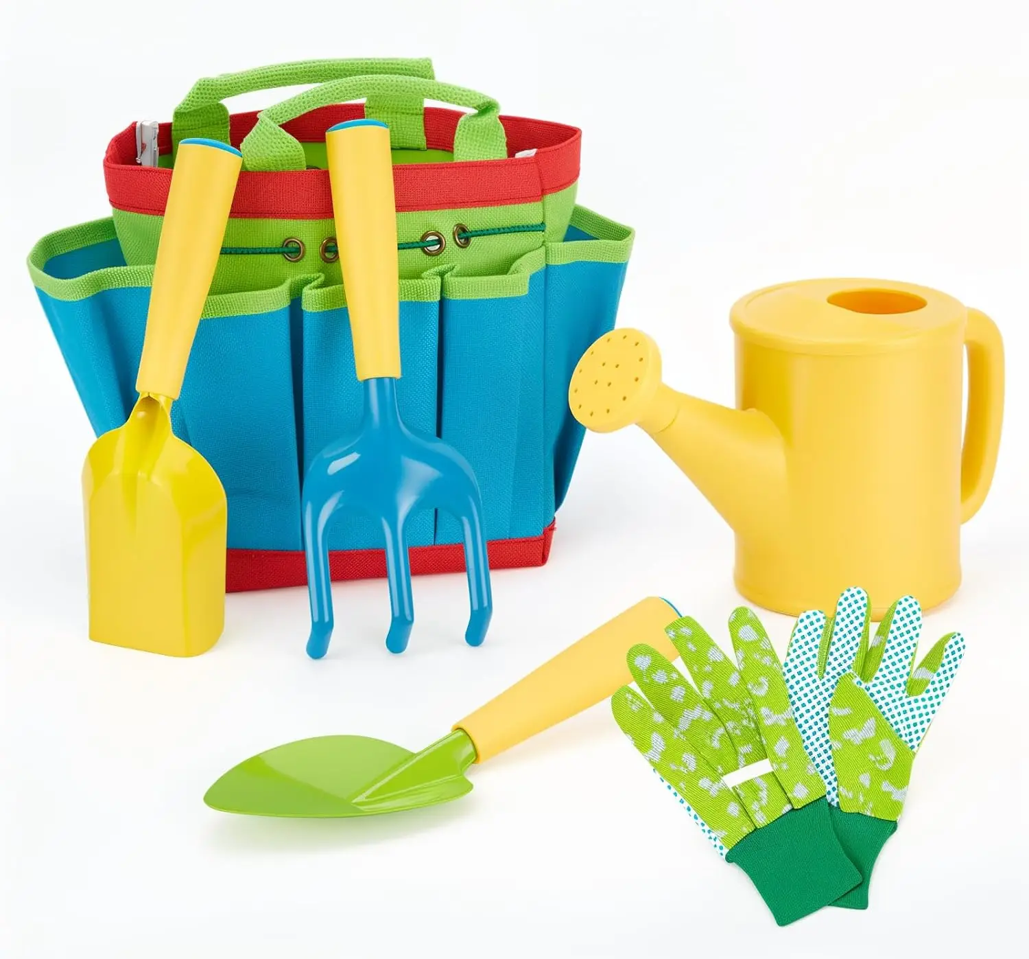 6 PCS Kids Garden Tools Set with Watering Can, Shovel, Rake, Fork, Gloves & Tote Bag, Green
6 PCS Kids Garden Tools Set with Watering Can, Shovel, Rake, Fork, Gloves & Tote Bag, Green