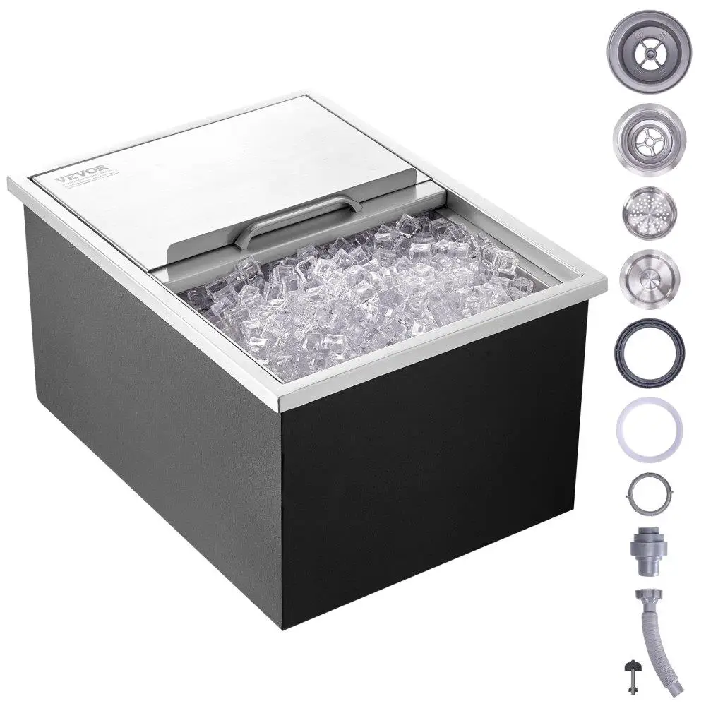 Stainless Steel Chest 24Lx18Wx13H Commercial Bin Sliding Cover Outdoor Kitchen Bar 40.9qt with Drain and Plug
Stainless Steel Chest 24Lx18Wx13H Commercial Bin Sliding Cover Outdoor Kitchen Bar 40.9qt with Drain and Plug