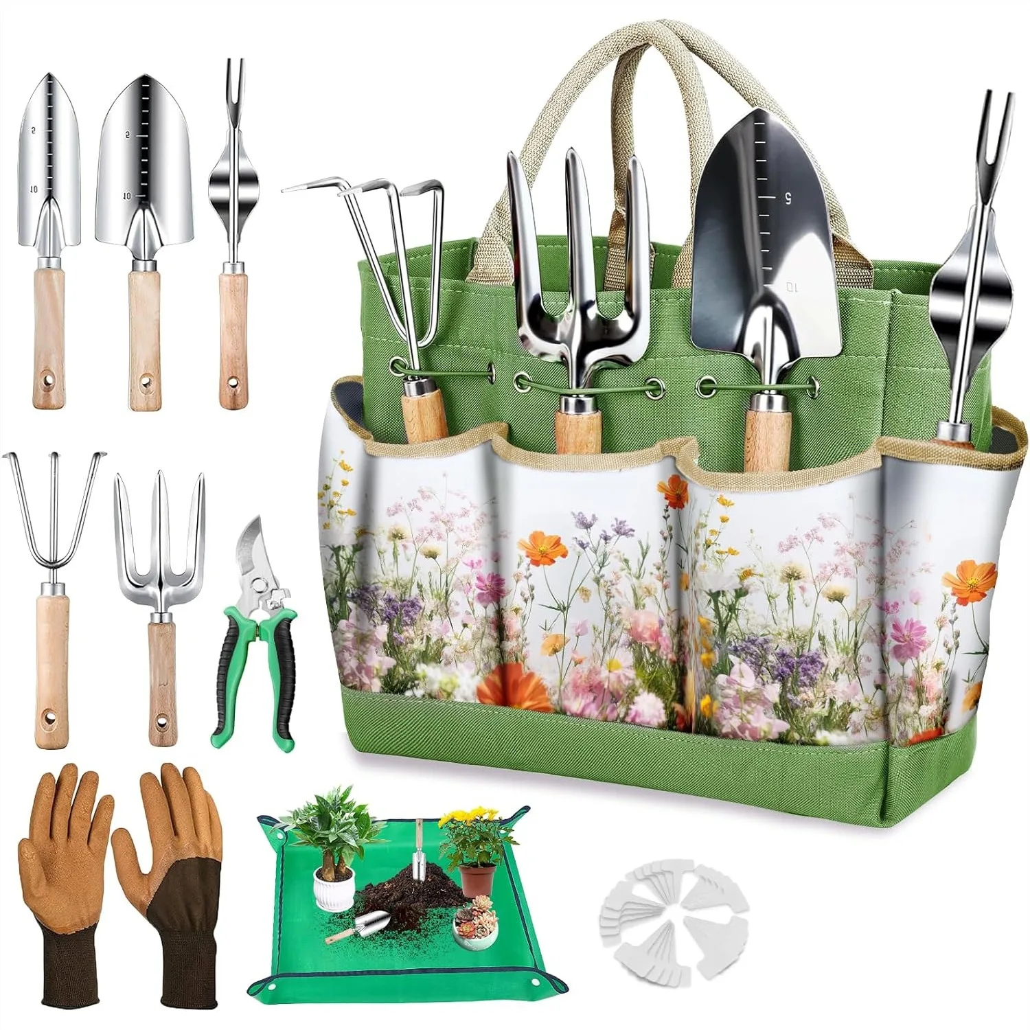 29-Piece Garden Hand Tool Set with Floral Tote Bag, Heavy Duty Stainless Steel for Women
29-Piece Garden Hand Tool Set with Floral Tote Bag, Heavy Duty Stainless Steel for Women