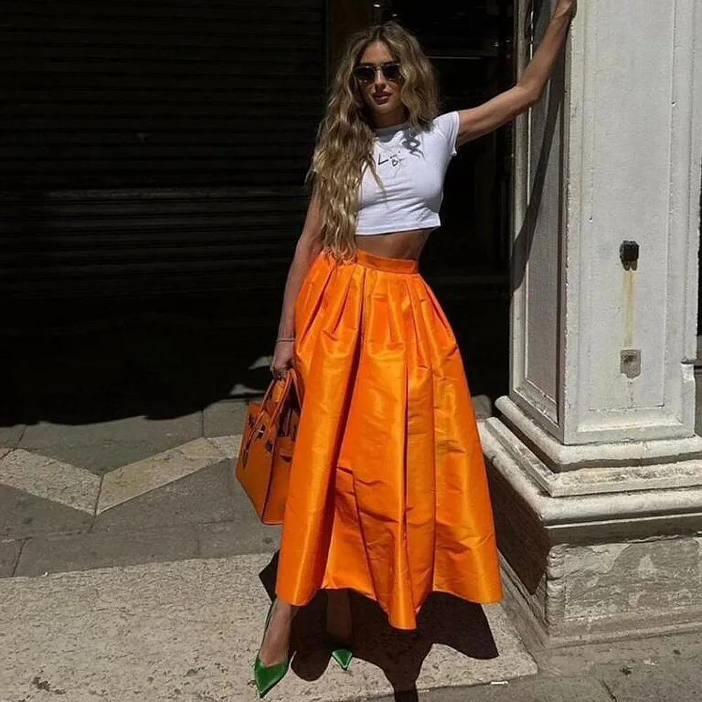 Orange Satin Skirt Maxi Skirts Ankle Length Women Skirts A Line High Waist Party Skirt For Women Causal Bottom
Orange Satin Skirt Maxi Skirts Ankle Length Women Skirts A Line High Waist Party Skirt For Women Causal Bottom