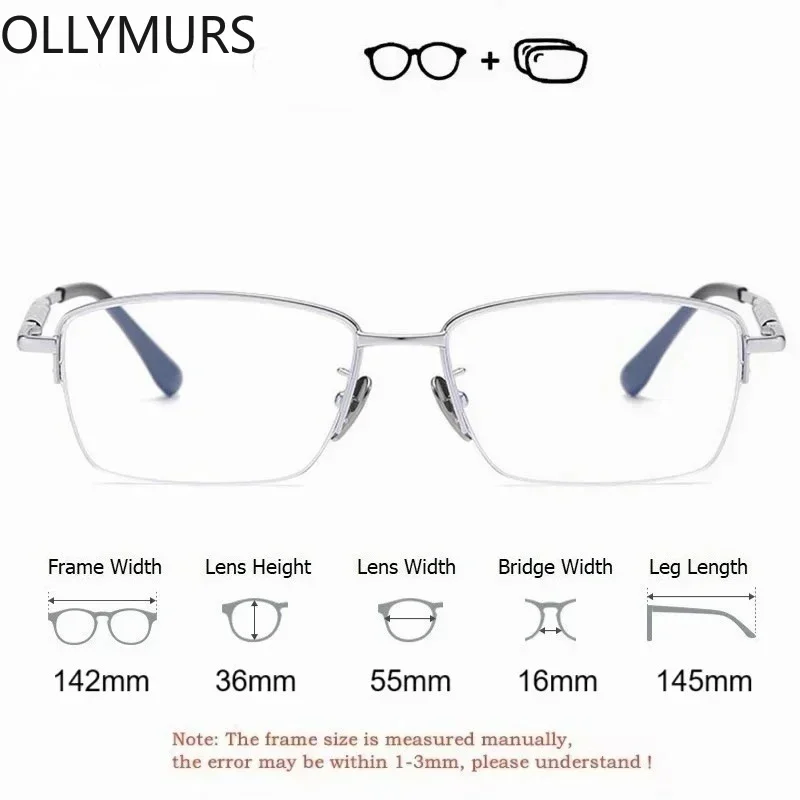 Ollymurs Titanium Semi Rim Square Optical For Men Fashion Anti Blue Prescription GlassesLight Photochromic Recipe Eyewear
Ollymurs Titanium Semi Rim Square Optical For Men Fashion Anti Blue Prescription GlassesLight Photochromic Recipe Eyewear