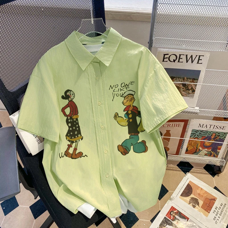 Ретро Гонконг Sle Креативный мультяшный узор с принтом ort Sve irt ex Летний свободный универсальный модный
Ретро Гонконг Sle Креативный мультяшный узор с принтом ort Sve irt ex Летний свободный универсальный модный