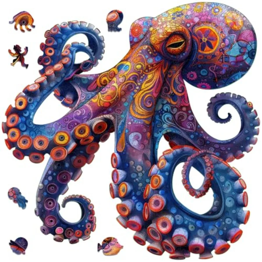 Octopus Puzzles for Adults: 1000-piece, 5mm thick natural wood jigsaw puzzle in ocean blue, uniquely shaped, family-friendly bi
Octopus Puzzles for Adults: 1000-piece, 5mm thick natural wood jigsaw puzzle in ocean blue, uniquely shaped, family-friendly bi