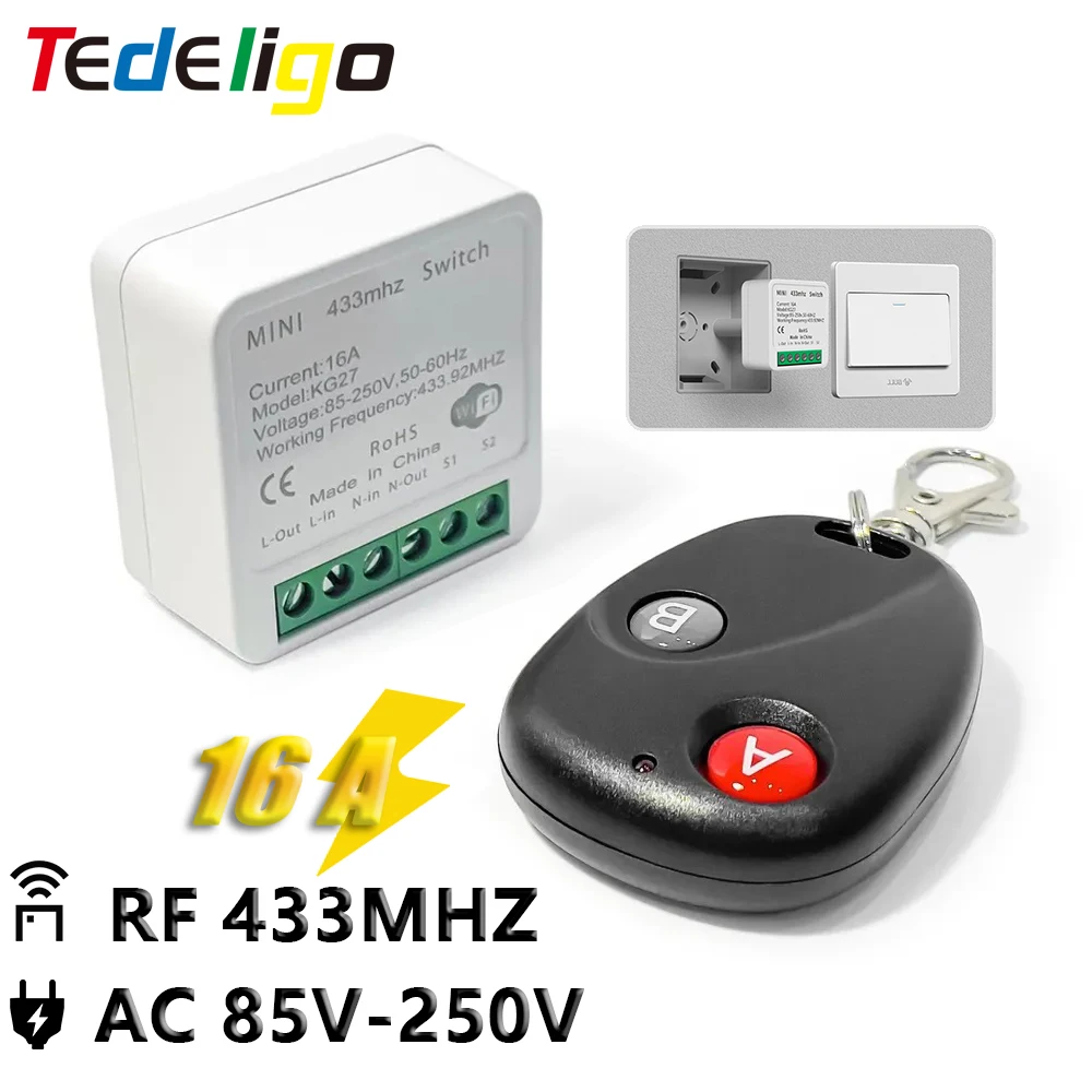 433 Mhz Wireless Remote Control Mini Light Switch Supports 2 Way Control 220v Relay Moudle Timing Control for Home Lamp Led Fan
433 Mhz Wireless Remote Control Mini Light Switch Supports 2 Way Control 220v Relay Moudle Timing Control for Home Lamp Led Fan