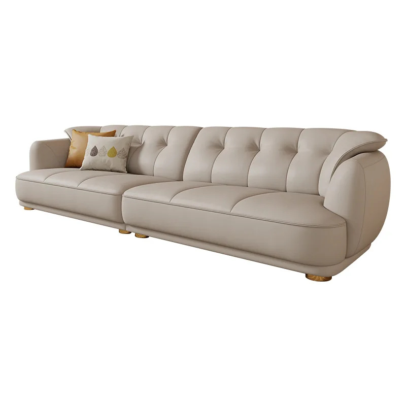 Leather sofa first layer cowhide three-person modern simple size apartment living room leather cream wind Foshan factory
Leather sofa first layer cowhide three-person modern simple size apartment living room leather cream wind Foshan factory
