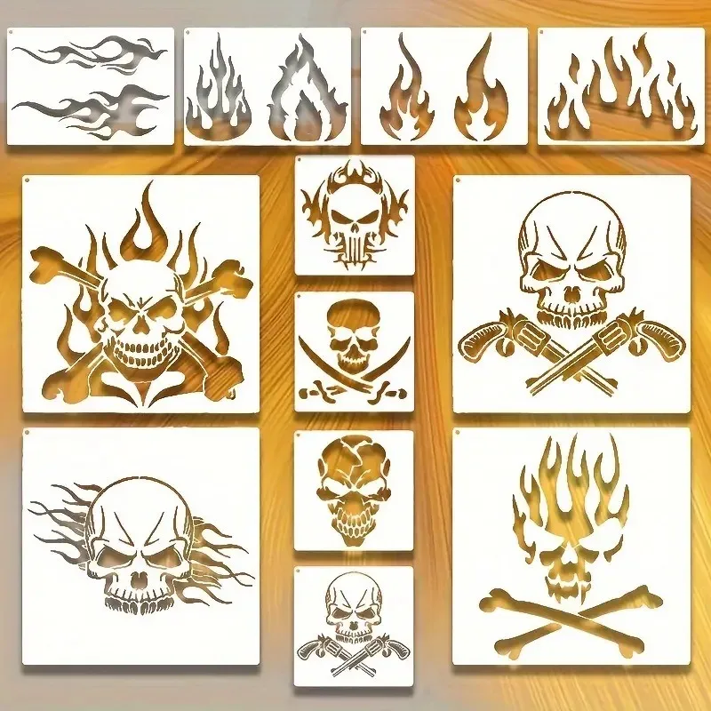 Skull theme hollow painting template 12-piece set, washable multi-purpose graffiti painting template
Skull theme hollow painting template 12-piece set, washable multi-purpose graffiti painting template