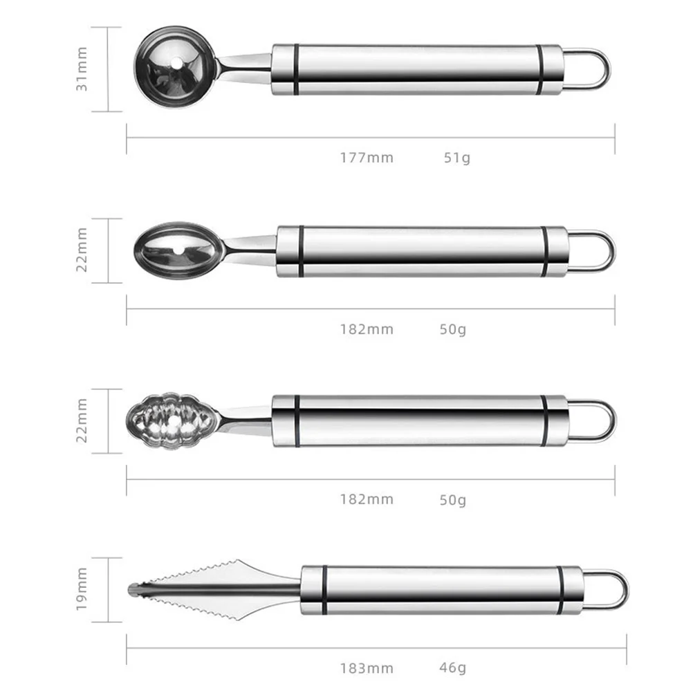 4Pcs Stainless Steel Fruit Baller Set Carving Knives for Watermelon Melon Cantaloupe Kitchen Tools Fruit Carving Tools
4Pcs Stainless Steel Fruit Baller Set Carving Knives for Watermelon Melon Cantaloupe Kitchen Tools Fruit Carving Tools