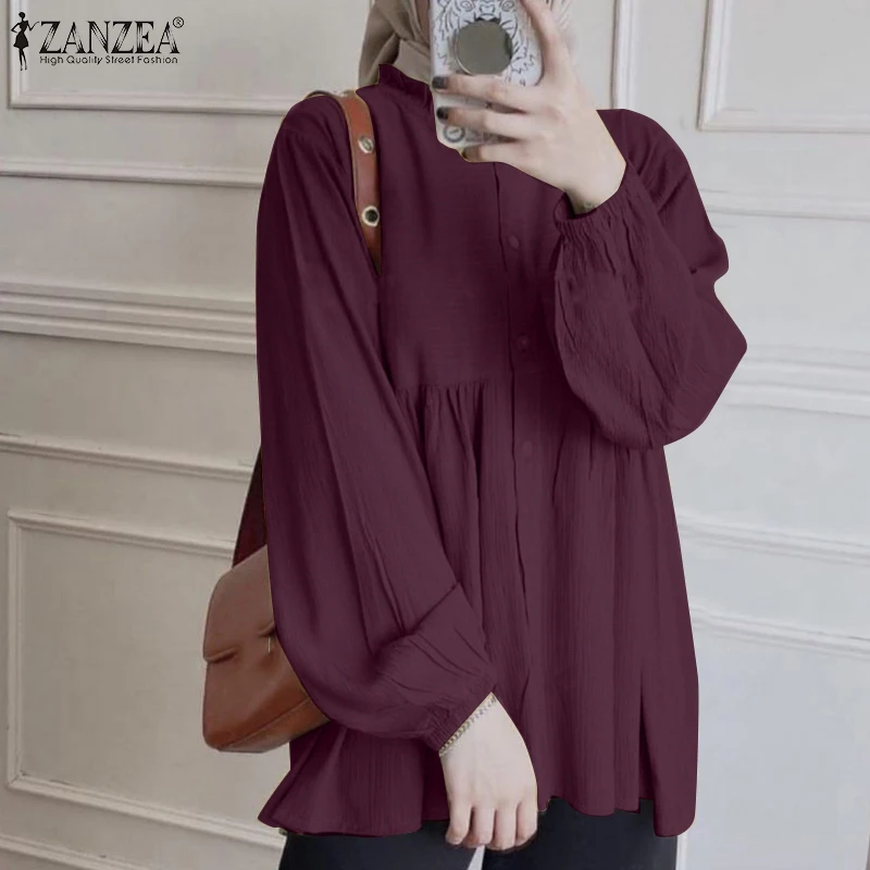 2026 ZANZEA Muslim Hijab Blouse Fashion Women Long Sleeve Tops Blouse Solid Shirt Ramadan Islamic Clothing Abaya Kaftan Oversize
2026 ZANZEA Muslim Hijab Blouse Fashion Women Long Sleeve Tops Blouse Solid Shirt Ramadan Islamic Clothing Abaya Kaftan Oversize
