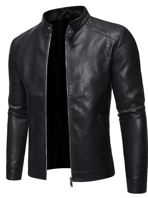 Men's Leather Jacket Motorcycle Style Stand Collar Zipper Closure Casual Long Coat Trendy Youth Fashion Non-Fur Collar
Men's Leather Jacket Motorcycle Style Stand Collar Zipper Closure Casual Long Coat Trendy Youth Fashion Non-Fur Collar
