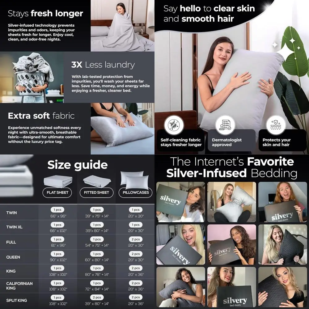 Роскошный серебряный комплект постельного белья Queen - мягкий, с регулировкой температуры, самоочищающийся для свежего сна
Роскошный серебряный комплект постельного белья Queen - мягкий, с регулировкой температуры, самоочищающийся для свежего сна